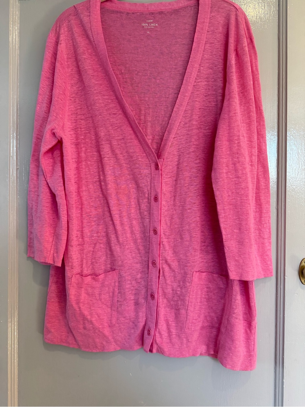 J CREW Women’s Pink Linen Lightweight Button-Front Cardigan size XL EUC